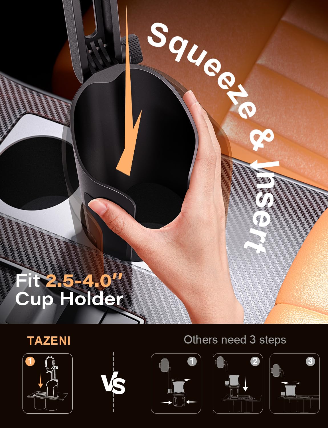 2-In-1 Cup Holder Cell Phone Holder For Your Car Bottle Friendly Cup Cell Phone Holder Mount For Car Height Adjustable Sturdy Fit 4-7 Inches Phones