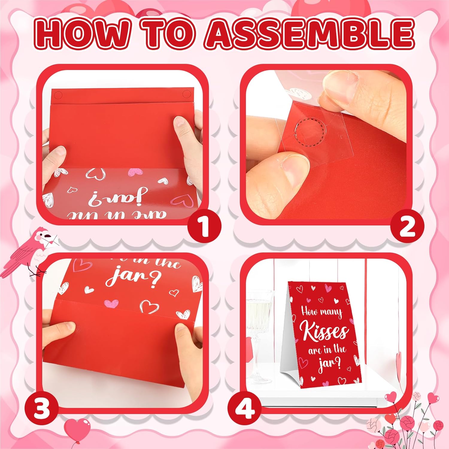 30 Players Valentines Game For Family Office Large Groups Party Adults, Valentine'S Day Guess How Many Kisses Are In The Jar Games Classroom Activities With Guess Cards (Kiss)