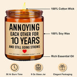 Funny Scented Candle, 10 Year Anniversary, Gifts For Wife, Husband, Couple - Aluminum Or Tin Gifts For 10Th Anniversary For Him, Her - 10 Year Wedding Anniv. Decorations - 9 Oz