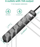 Outdoor Weatherproof Power Strip 6 Outlets 6FT Cord 1875W Surge Protector