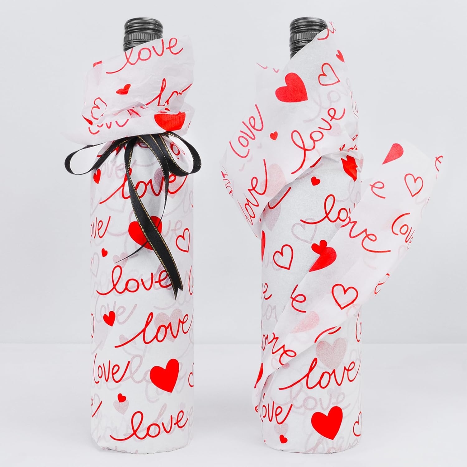 60 Sheets Red Love Tissue Paper Bulk,14" X 20",White With Red Love Heart Design Tissue Paper For Gift Bags, Birthday,Valentine'S,Mother'S Day,Weddings