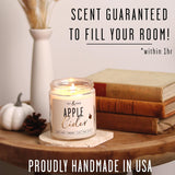 Apple Cider Candle, Fall Candles I Apple Cider, Cinnamon & Nutmeg - Infused With Essential Oils I Mulled Cider Fall Scented Candle (Soy) For Home I 9Oz Reusable Jar I 50Hr Burn I Made In Usa