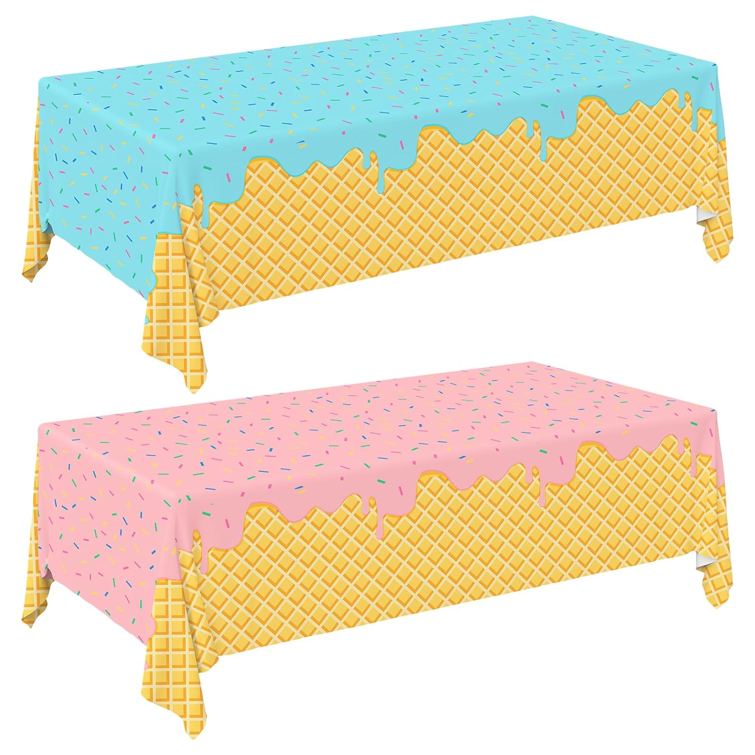 Ice Cream Party Supplies: 2-Pack Ice Cream Birthday Party Decorations,Disposable Plastic Tablecloth, Ideal Table Cover For Kids & Girls Birthday, Baby Shower & Themed Parties, 54 X 108 Inch