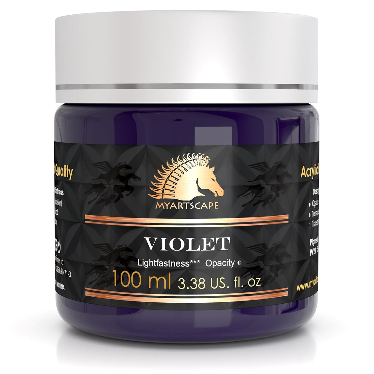 Violet Acrylic Paint - 100Ml Bottle (3.38 Fl Oz) - Artist Quality - Lightfast - Heavy Body - Rich Pigment - Great Tinting Strength - Professional Painting Supplies
