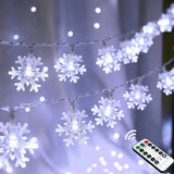 Christmas Snowflake String Lights, 20 Ft 40 Led Battery Operated Fairy Lights With Remote, 8 Modes Timer Hanging Decor F