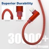 3 Pack 10FT MFi Certified 90 Degree Lightning Fast Charging Cable for iPhone and iPad