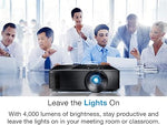 W400LVe WXGA Projector, 4000 Lumens, 15,000 Hrs Lamp, Built-in Speaker, Pro