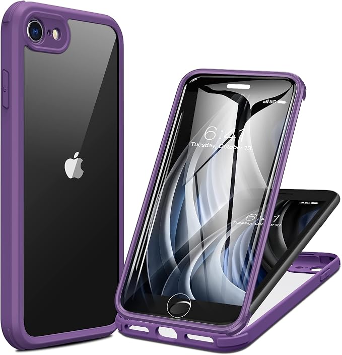 Crossbody Phone Lanyard Case with Zippered Pouch Adjustable Strap Purple