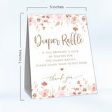 B10 Diaper Raffle Game Kit - Wildflowers Theme - 1 Sign & 50 Tickets, Decoration For Girl'S Baby Shower, Gender Reveal, Baby Announcement, Party Favor & Decorations