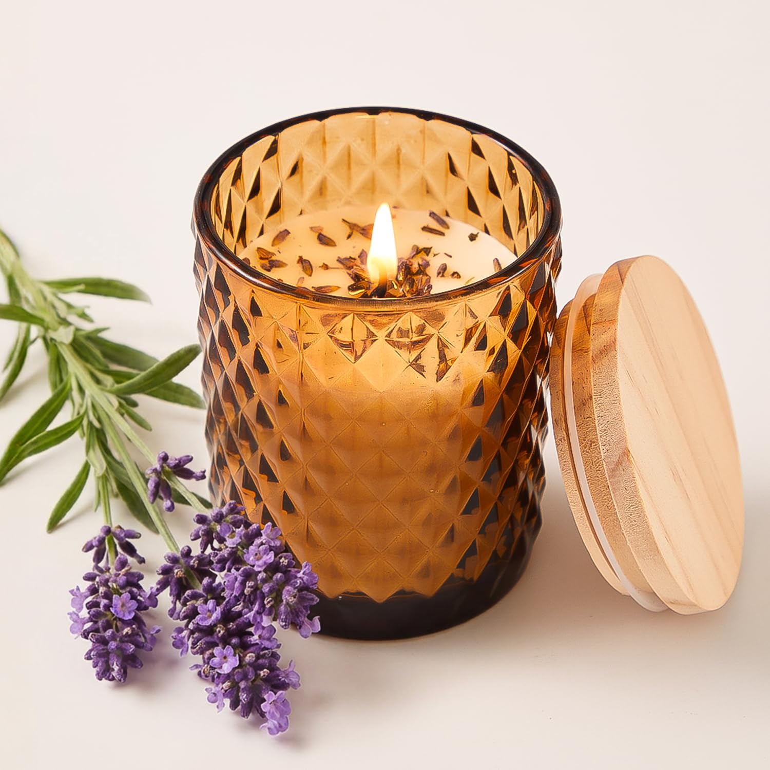 Lavender Candle For Home Scented, Natural Soy Candle For Women With 20H Burn Time Non-Toxic Aroma, 4.2Oz Long Lasting Smokeless Aromatherapy Jar Candle Gift For Wedding, Birthday, Party