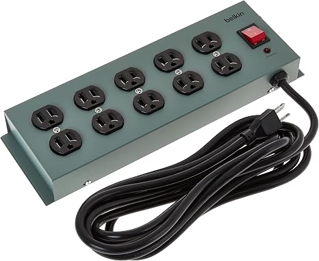 Heavy Duty Surge Protector Power Strip 10 Outlets 885J 15FT Extension Cord 5 Pack Metal Black
