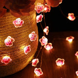Cherry Blossom Flower String Lights 13FT 40 LED Pink Fairy Lights USB and Battery Operated Decorative Lights for Bedroom Indoor Outdoor Party Home Decor