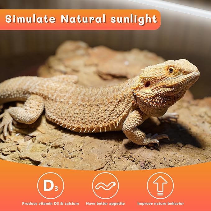 T5 UVB Reptile Light Bulbs 39W 10.0 UVA UVB Lamp Tubes for Bearded Dragon Terrarium 2 Pack