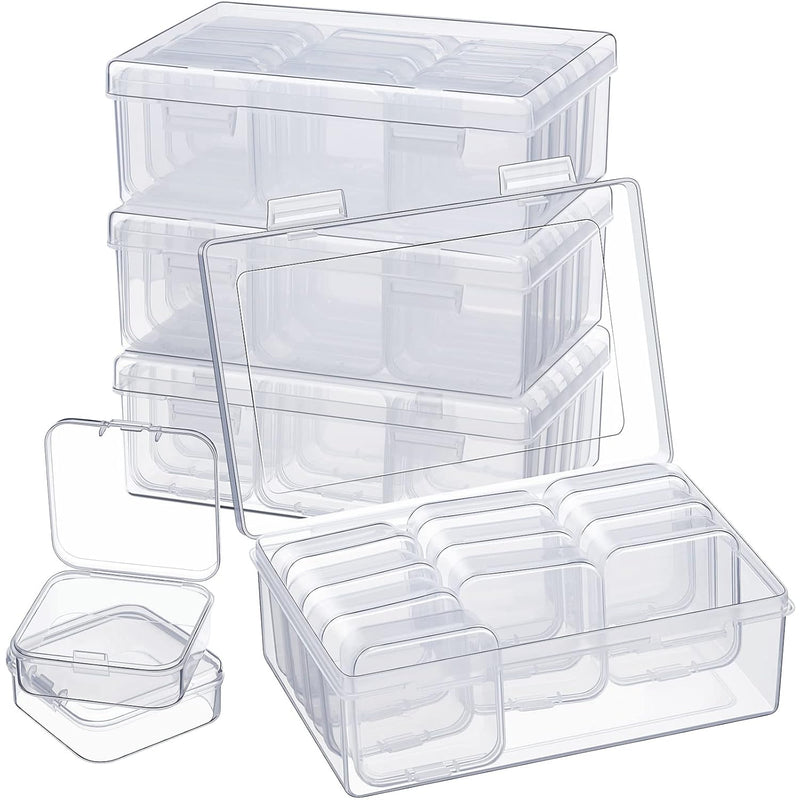 3 Sets Clear Plastic Storage Cases Small Beads Organizer Container Tra