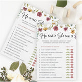Bridal Shower Game Set – 4 Fun Games And Activities For 30 Guests, Includes Bingo, He Said She Said, Bride & Groom Trivia, And Wedding Phrase Guessing Game, Love In Bloom Wildflower Design
