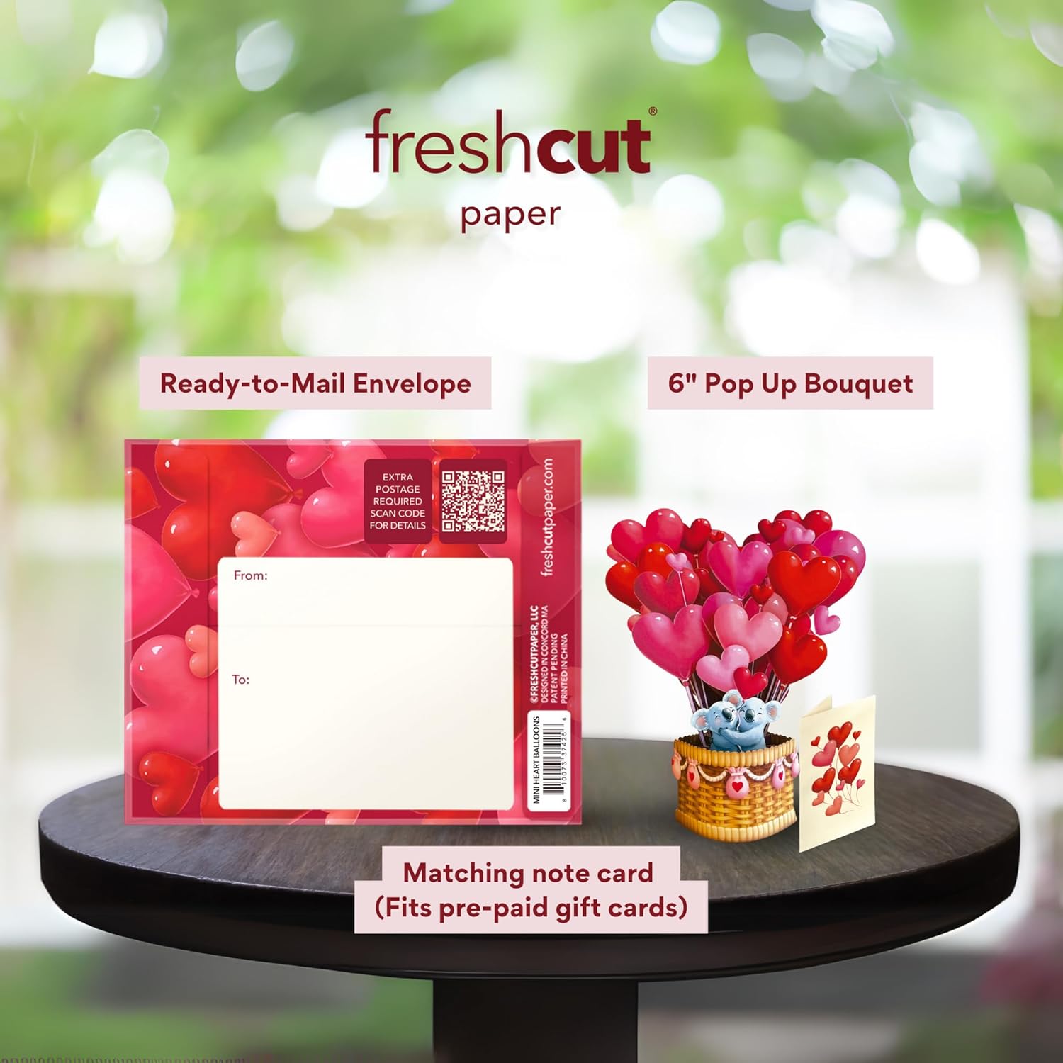 Pop Up Cards, Mini Heart Balloons, 6 Inch Mini Sized 3D Popup Greeting Cards, Valentine'S Day, Anniversary Card, Blank Notecard & Envelope