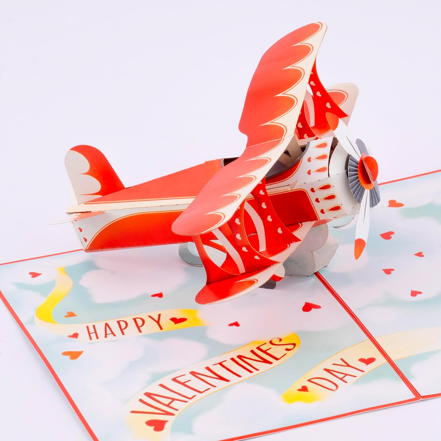 Love Biplane Pop Up Card, Happy Valentine'S Day, Cloud, Heart, 3D Popup Greeting Cards, Ideal Gifts For Wife, Husband, Lovers, Kids, Girlfriend, 5X7 - Includes Envelope And Message Note