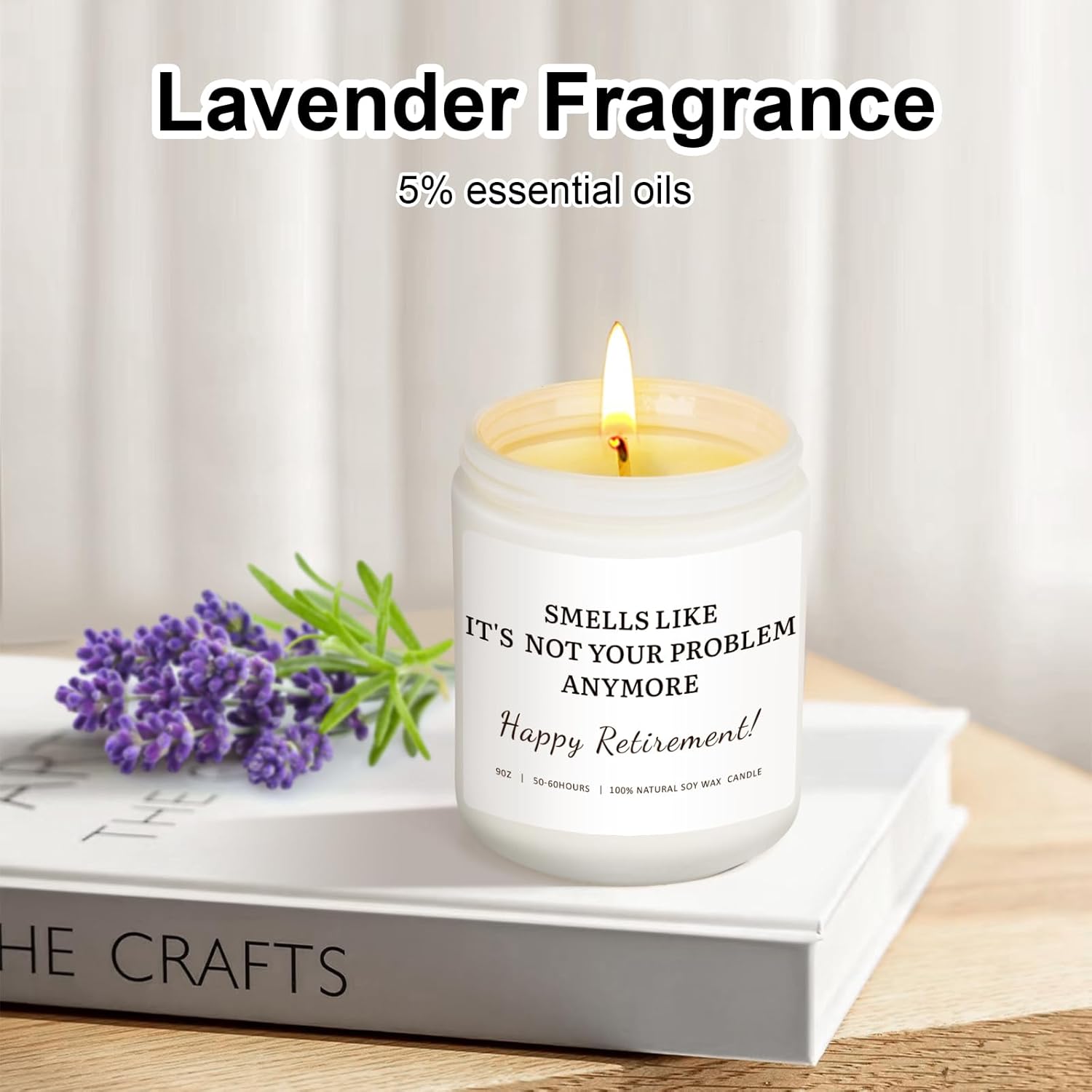 Retirement Gifts For Women Men - Lavender Scented Candle 9Oz, Funny Retirement Candles For Coworker, Best Retired Farewell Leaving Gifts For Boss, Teacher, Nurse, Bestie, Friends