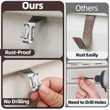 12 Pack Vinyl Siding Hooks For Lights, No Hole Heavy Duty Siding Clips For Hanging Wreaths, String Lights, Porch Sign, Christmas Decor And Plant Hooks