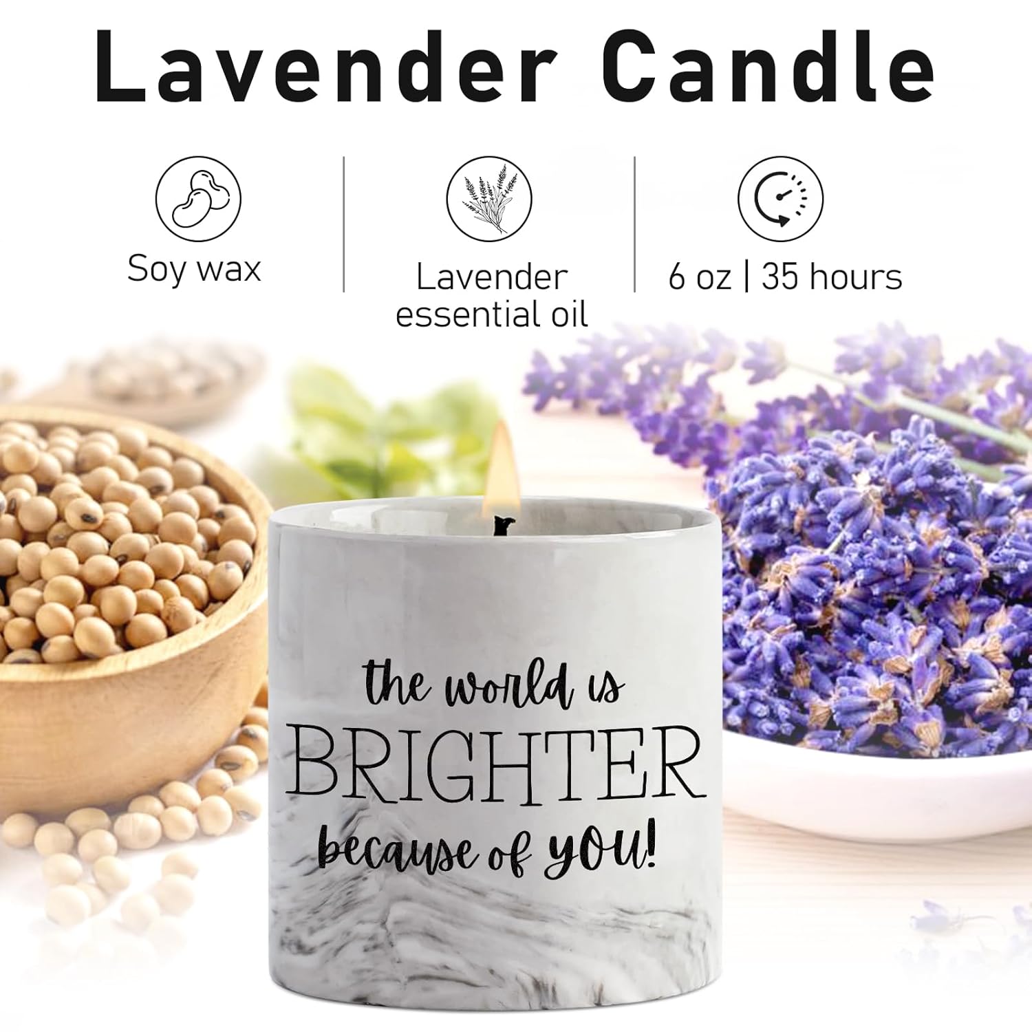 Friendship Lavender Candle - Thank You Gift For Women, Moms, Best Friends & Teachers - 6 Oz Inspirational Lavender Candle Jar