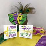 Mardi Gras Wood Signs, Fat Tuesday Tiered Tray Mini Blocks Jester Cap Farmhouse Kitchen Coffee Bar Shelf Spring New Orleans Festival Decor, 3Pcs