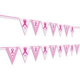 Breast Cancer Awareness Triangle Bunting Banner Pink Ribbon Decorations