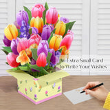 Paper Flower Bouquet Pop Up Cards, Tulip 3D Popup Birthday Cards, Greeting Cards, Easter Cards, Get Well Soon Cards Gifts For Women Wife Mom Friends Female