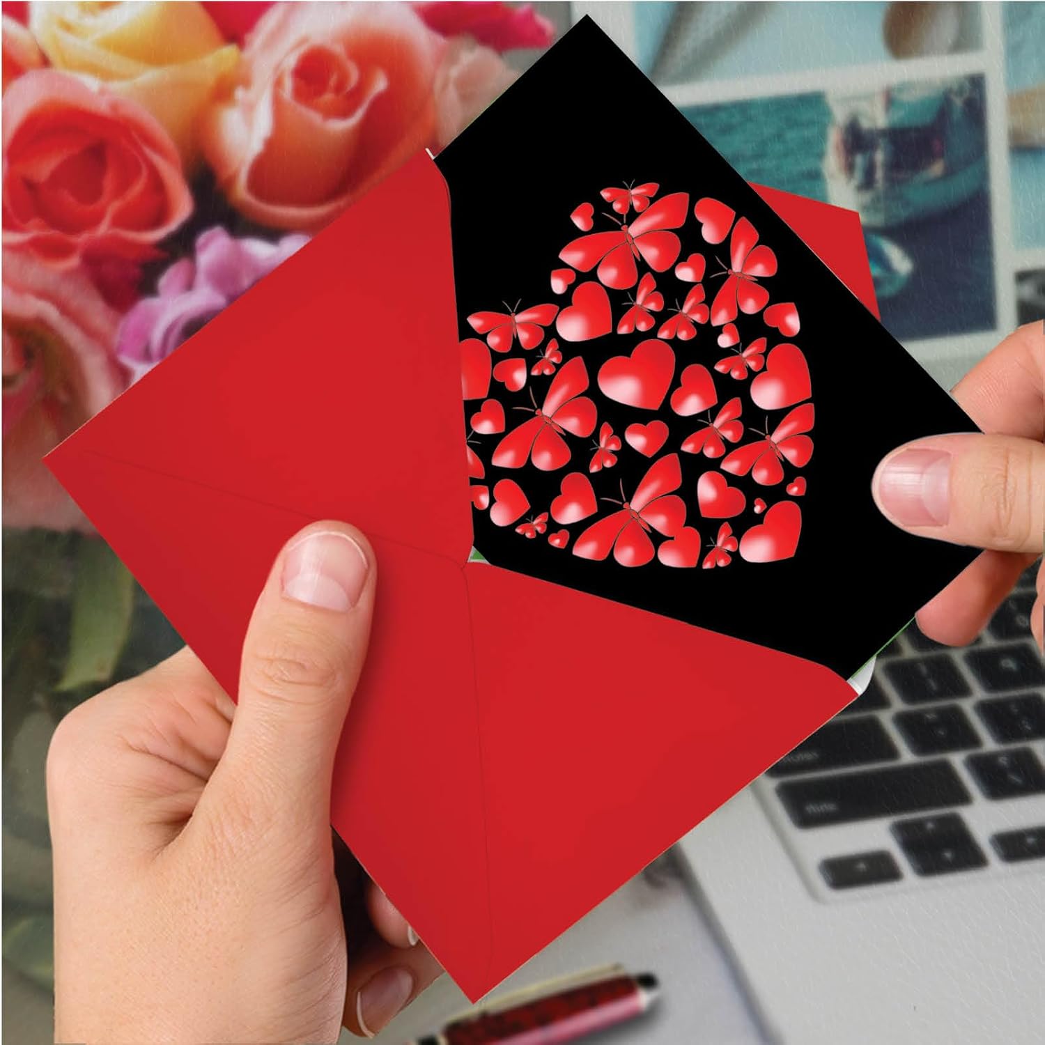- Valentine'S Day Greeting Card With Envelope (4.63 X 6.75 Inch) - Hearts And Butterflies C9076Cvdg