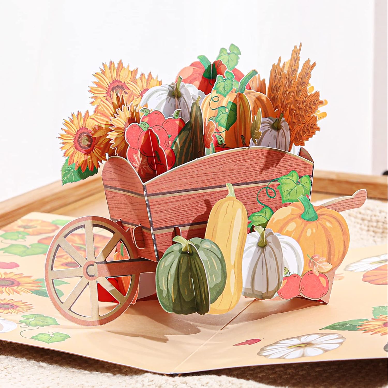 Pumpkin Harvest 3D Pop Up Thanksgiving Card, Autumn, Halloween, Sunflower, Fall For Family, Parents, Grandma, Women, Mom