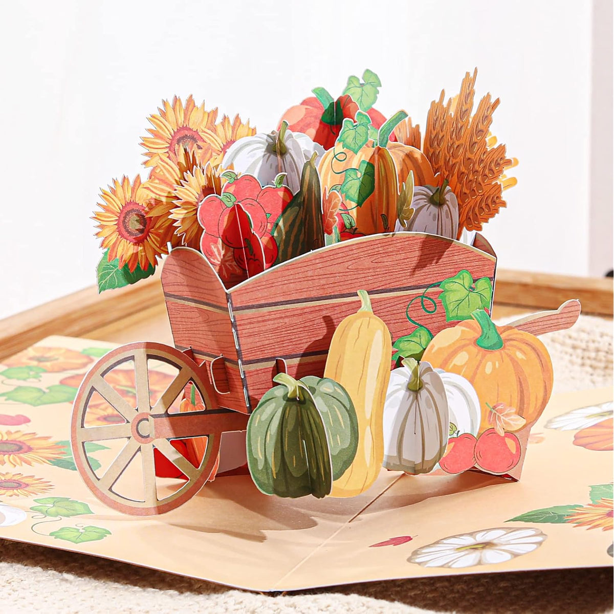 Pumpkin Harvest 3D Pop Up Thanksgiving Card, Autumn, Halloween, Sunflower, Fall For Family, Parents, Grandma, Women, Mom