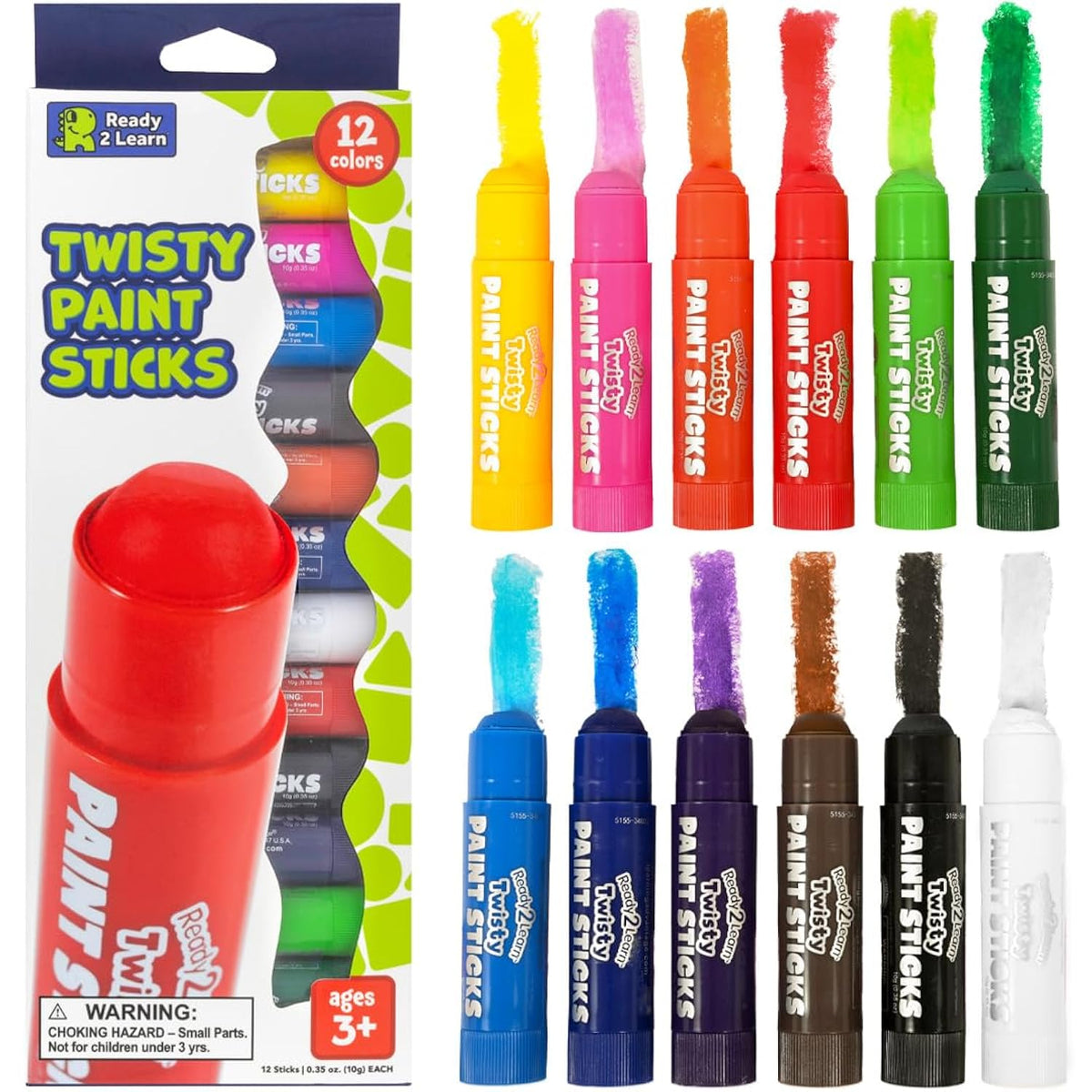 Twisty Paint Sticks | 12 Vibrant Colors | Washable, Non-Toxic Tempera Paint | Kids Art Supplies | Easily Color On Multiple Surfaces