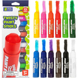 Twisty Paint Sticks | 12 Vibrant Colors | Washable, Non-Toxic Tempera Paint | Kids Art Supplies | Easily Color On Multiple Surfaces