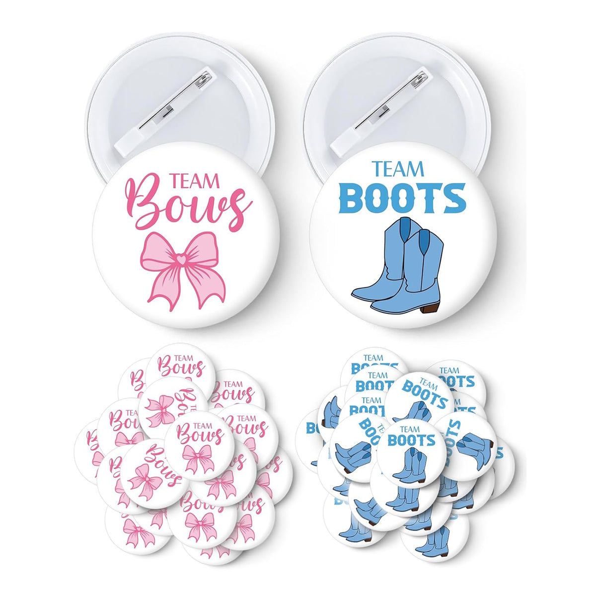 40 Pcs Gender Reveal Button Pins, Funny Team Boots Or Bows Button Pins, Baby Shower Party Baby Clothes Buttons Badges, For Gender Reveal Party Game Supplies