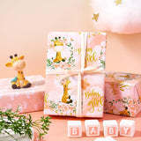 30 Inch Reversible Baby Girl Wrapping Paper Roll - 30 Inch X 33 Feet - Cute Giraffe And Baby Footprints Design For Kids Girls Baby Shower, Birthday