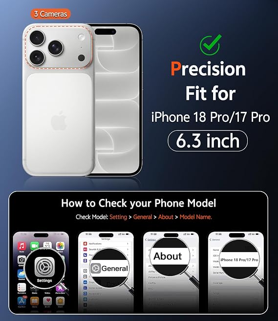 Clear Case for iPhone 18 Pro and iPhone 17 Pro with Included Screen Protector Transparent Cover