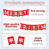 Merry Christmas Banners For Inside, Pre-Strung Fireplace Xmas Decorations, Xmas Wall Banner With Snowflake, Christmas Bunting Banner For Winter New Year Party Mantle Hanging Sign Supplies