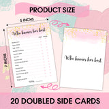 Who Knows Her Best - Adult Birthday Party Games Decoration Party Games For Adult Friend, Birthday Party Favor Activities Supplies, 20 Birthday Games Card Set -02