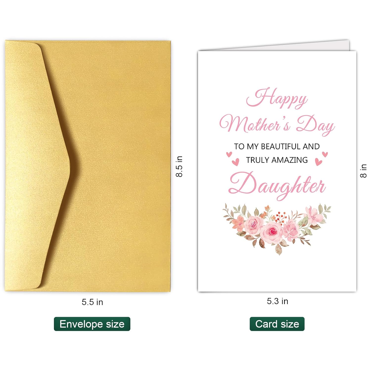 Daughter Mother'S Day Card, Mother'S Day Card For Daughter Stepdaughter, Sweet Mothers Day Card From Mom Dad, To My Beautiful And Truly Amazing Daughter