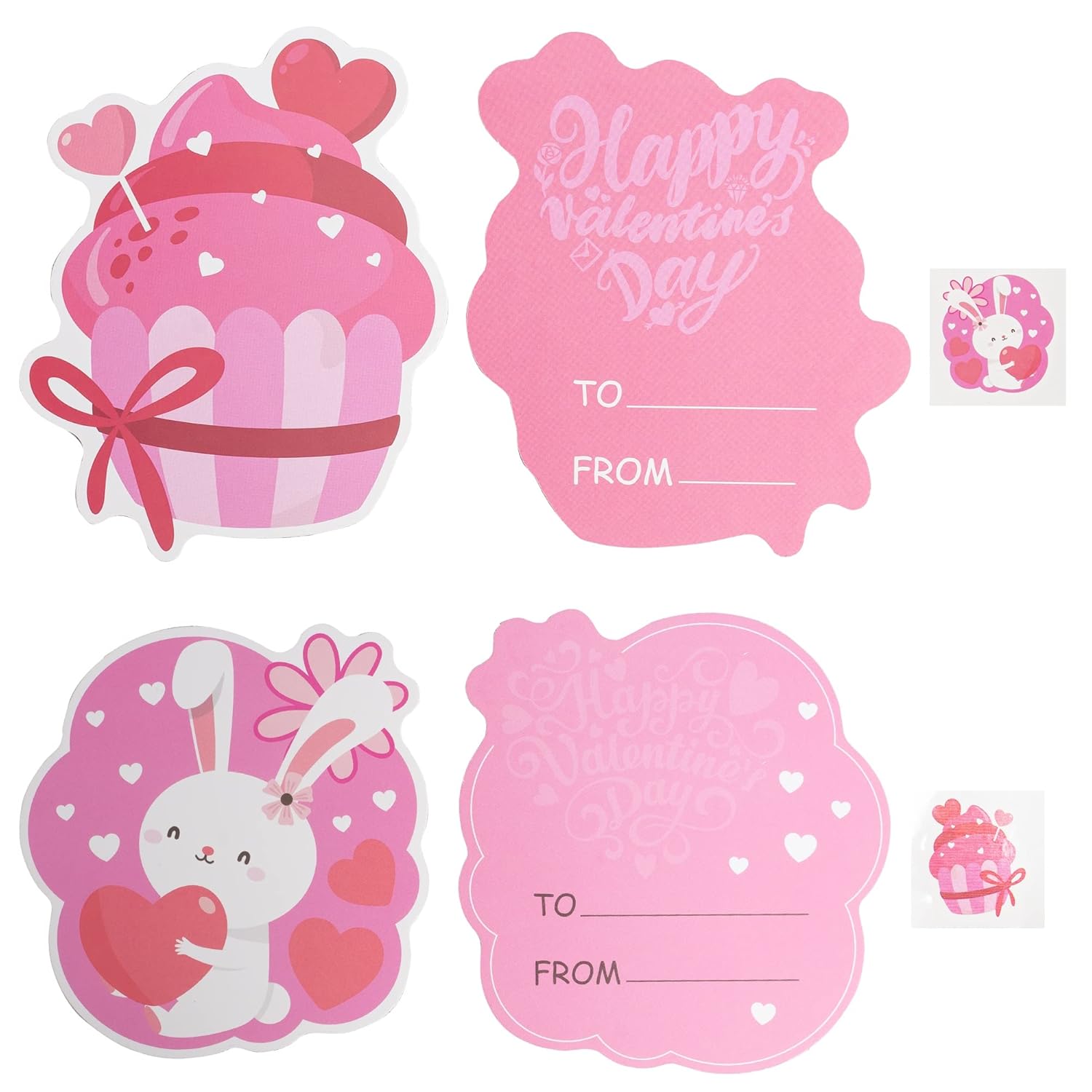 40 Pack Valentine'S Day Greeting Cards For Classmates, Valentines Cards Set With Cute Bookmarks, Temporary Tattoos, Stickers And Envelopes For Classmate, Teachers, 8 Different Designs