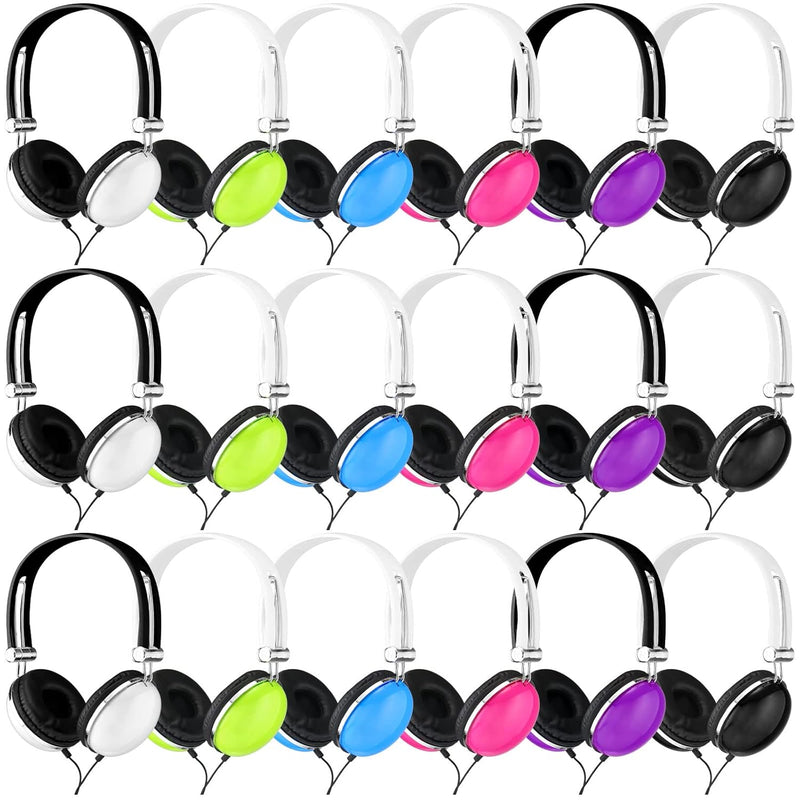 18 Pack Kids Headphones Bulk Colorful Classroom Headphones Adjustable Student