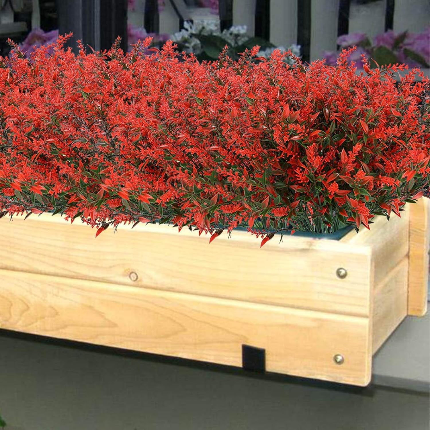 Artificial Lavender Flowers Plants 6 Pieces, Lifelike Uv Resistant Fake Shrubs Greenery Bushes Bouquet To Brighten Up Your Home Kitchen Garden Indoor Outdoor Decor(Orange Red)