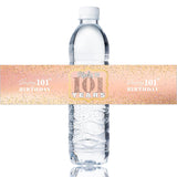 Happy 101St Birthday Water Bottle Stickers, 101 Years Old Birthday Water Bottle Label, Happy Birthday Party Decorations, Cheers To 101 Years Party Stickers Supplies 32 Stickers Rose Gold
