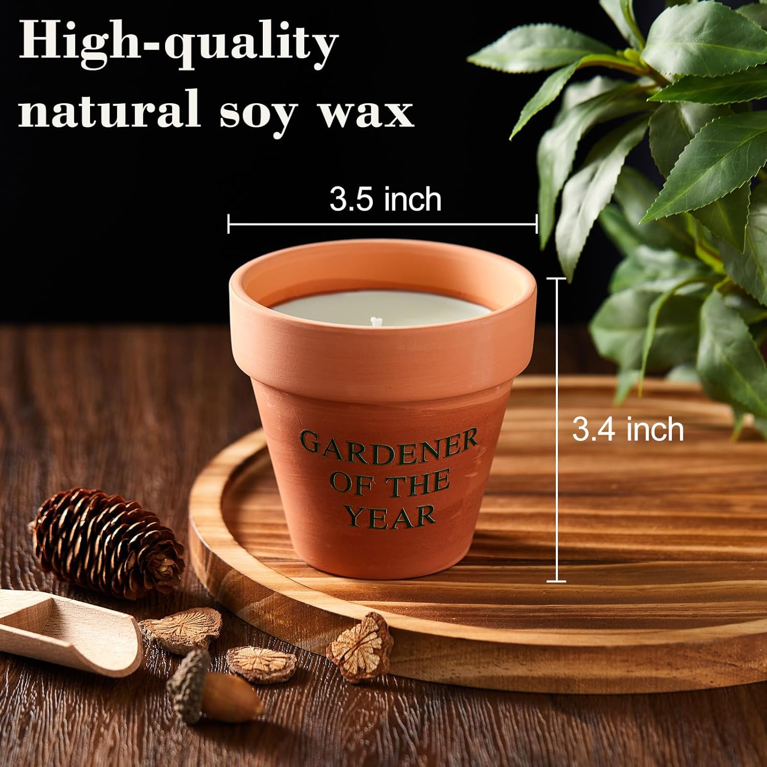 Gardening Candle Gifts For Women 6 Oz 2 In1 Terracotta Pot Gardening Scented Gifts For Valentine'S Day Pine, Star Anise, Cinnamon, Orange Mix Scented Candle For Gardeners Plant Lovers (White)