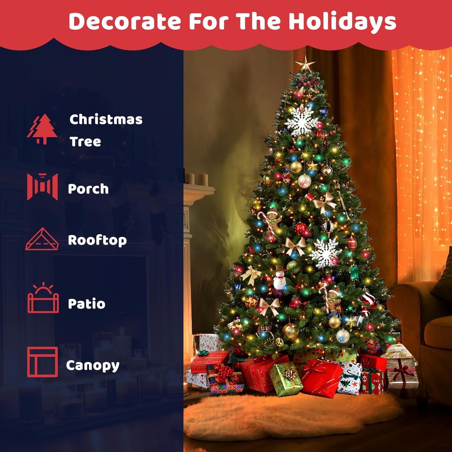 Christmas Tree String Lights 338Ft 1000 Led Waterproof With 12 Modes, Twinkle Plug In Fairy Lights For Indoor Xmas Outdo