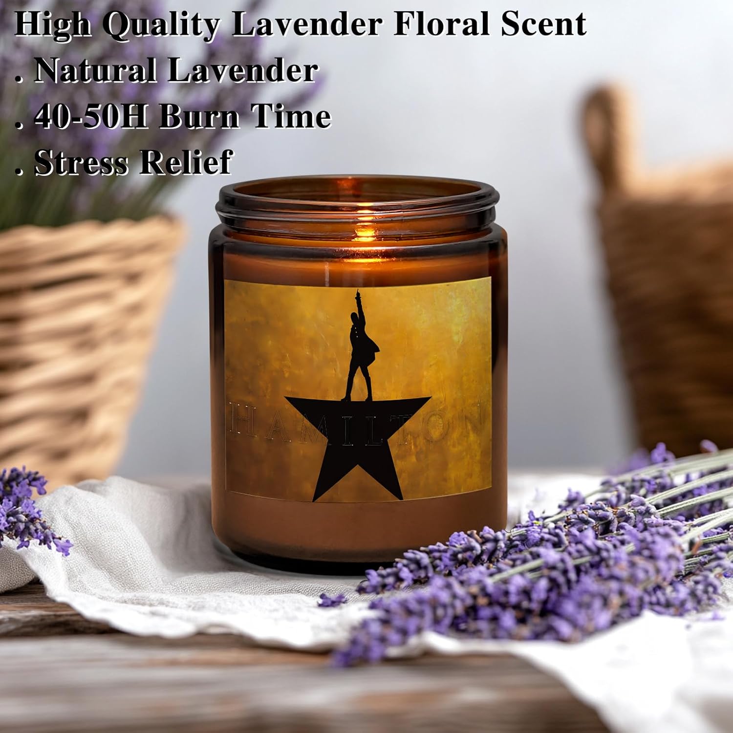 Broadway Musical 7Oz Theatre Lavender Scented Jar Candle Music Lovers Inspirational Gift (Candle-Hami)
