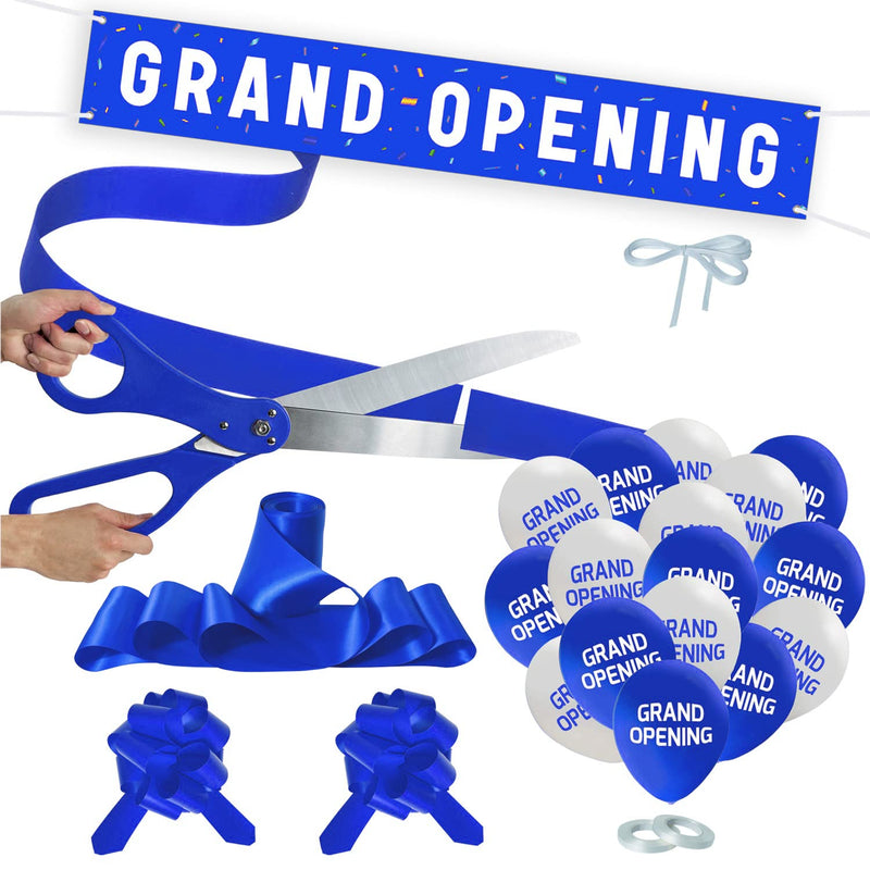 Grand Opening Blue Ribbon Cutting Ceremony Kit - 25" Giant Scissors With Blue