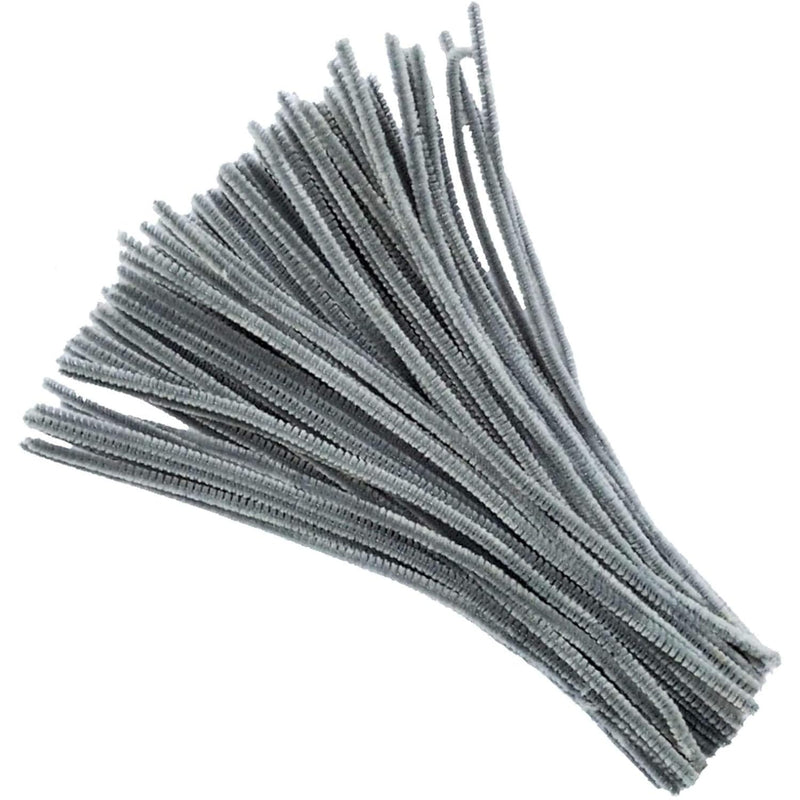 100 Pieces Fuzzy Chenille Stems Pipe Cleaners For Arts And Crafts (Grey)