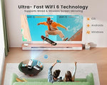 4K Mini Projector, 270° Stand, WiFi 6, Bluetooth, 1080P, 20000 Lumen