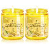 Lemon Eucalyptus Scented Candle, Natural Soy Wax Jar Candle For Home Scented, 100-Hour Burn Time Gifts For Women Men, 7 Oz (2 Pack)