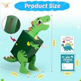 Dinosaur Valentines Day Box And Cards For Kids Classroom School Exchange, Valentines Gift Party Favors For Boys Girls - 1 Diy Box, 32 Valentine Cards, 1 Teacher Card